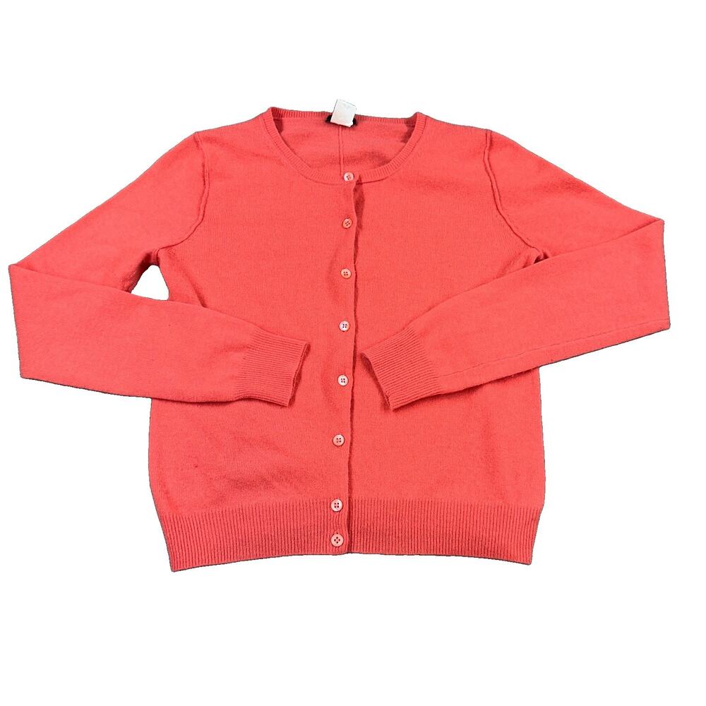 J.CREW Womens S salmon pink Knit Button Front Cardigan Sweater wool cashmere